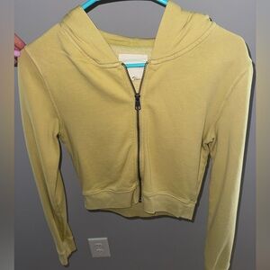 American Eagle Mustard Zip-Up Cropped Jacket